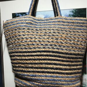 Summer Straw and Cotton Beach Tote
